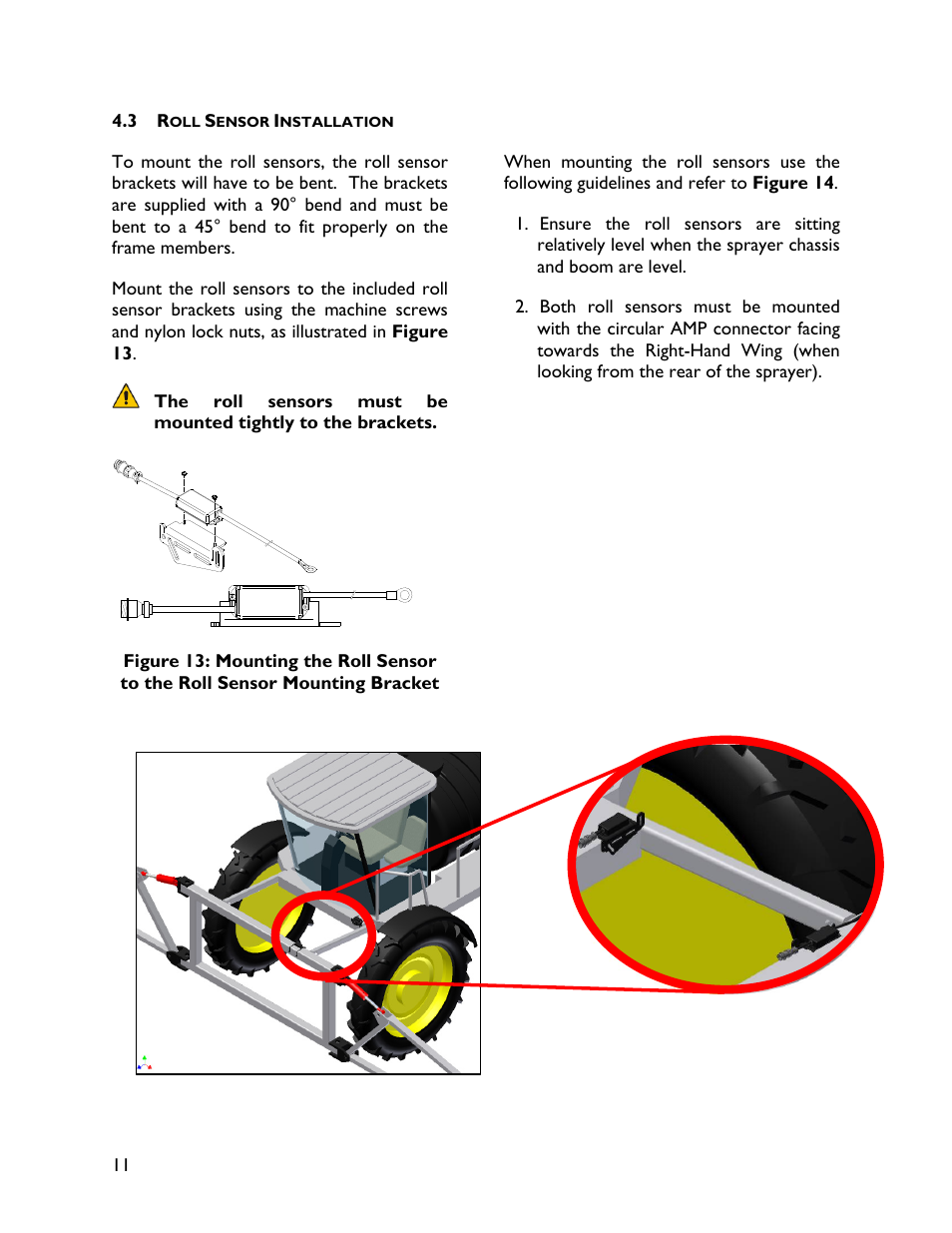 3 roll sensor installation | NORAC UC4+BC+HG3 User Manual | Page 14 / 24