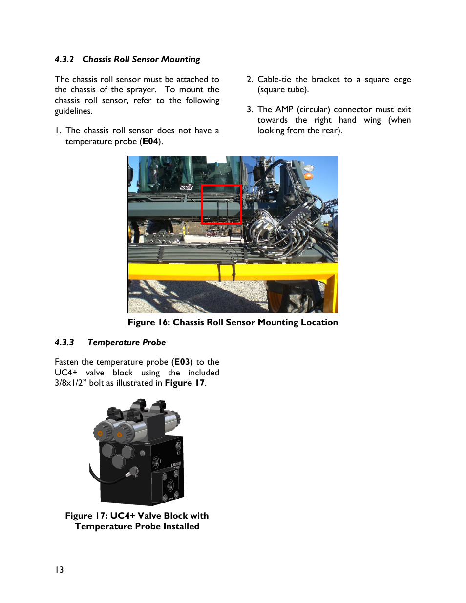 2 chassis roll sensor mounting, 3 temperature probe | NORAC UC4+BC+HG3 User Manual | Page 16 / 24