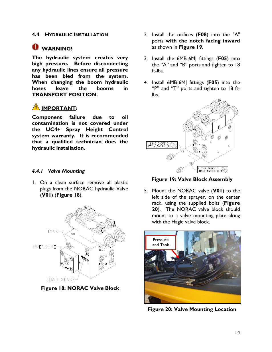 4 hydraulic installation, 1 valve mounting | NORAC UC4+BC+HG3 User Manual | Page 17 / 24