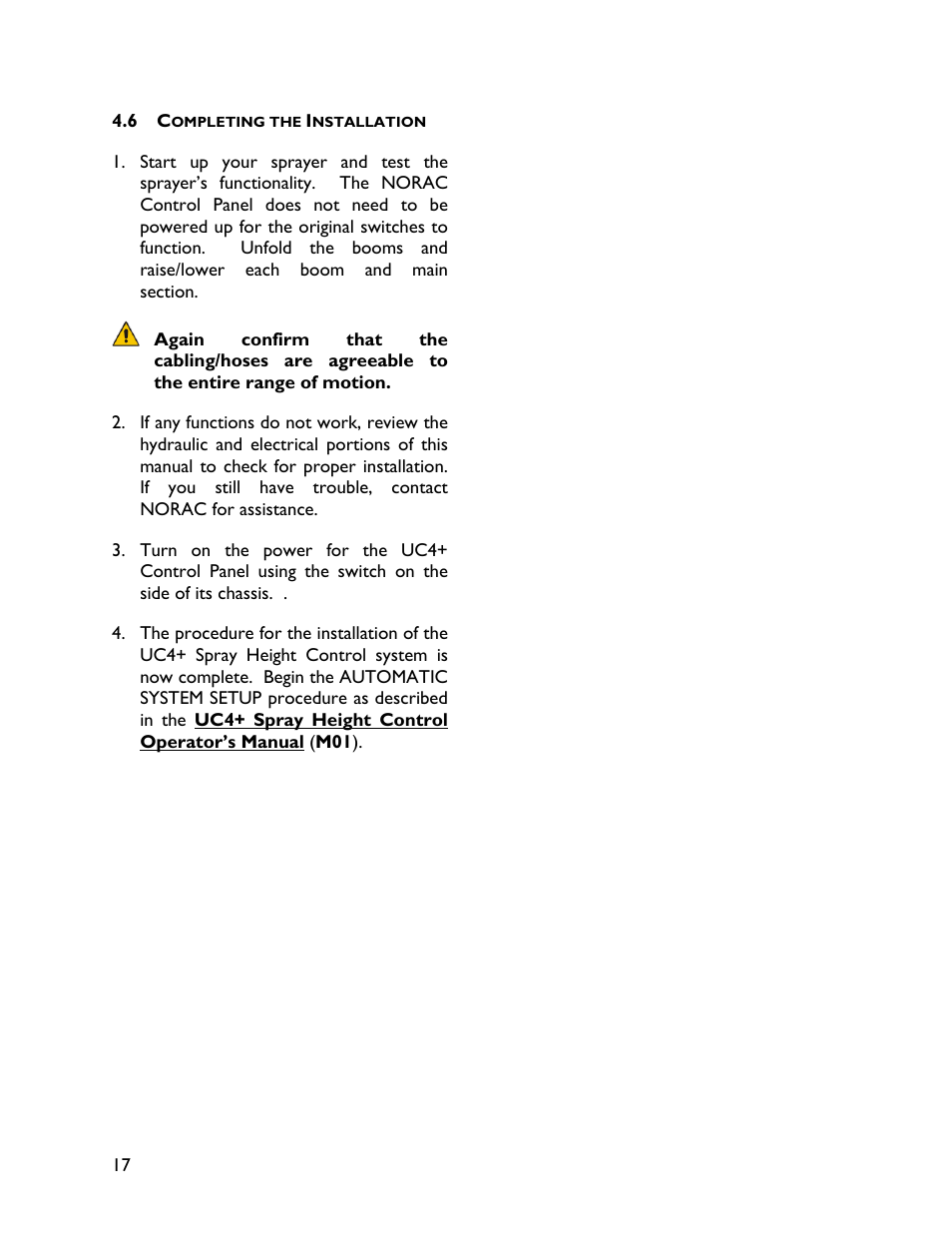 6 completing the installation | NORAC UC4+BC+HG3 User Manual | Page 20 / 24