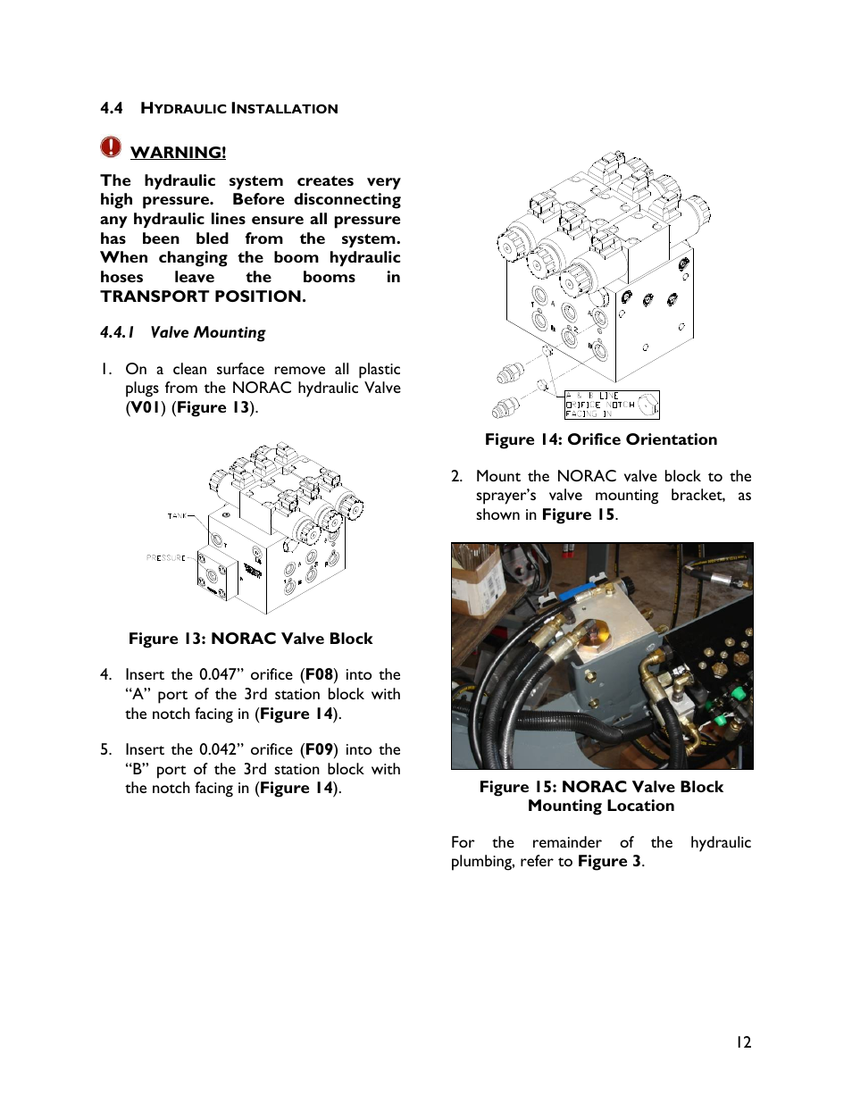 4 hydraulic installation, 1 valve mounting | NORAC UC4+BC+HG4 User Manual | Page 15 / 22