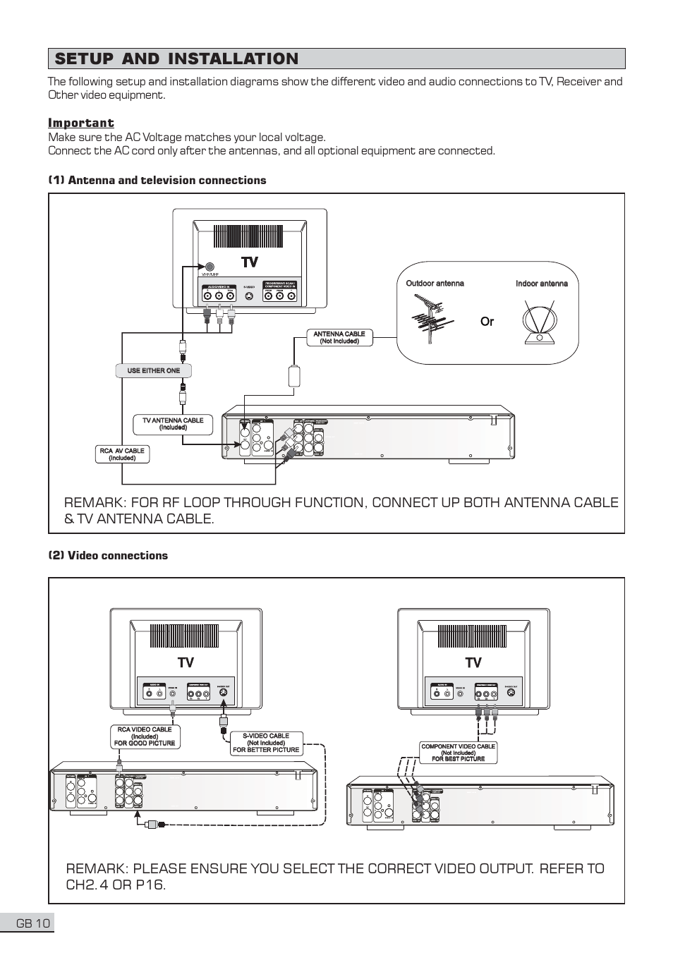 Setup and installation, Important, Gb 10 | Centrios 1611304 User Manual | Page 11 / 32