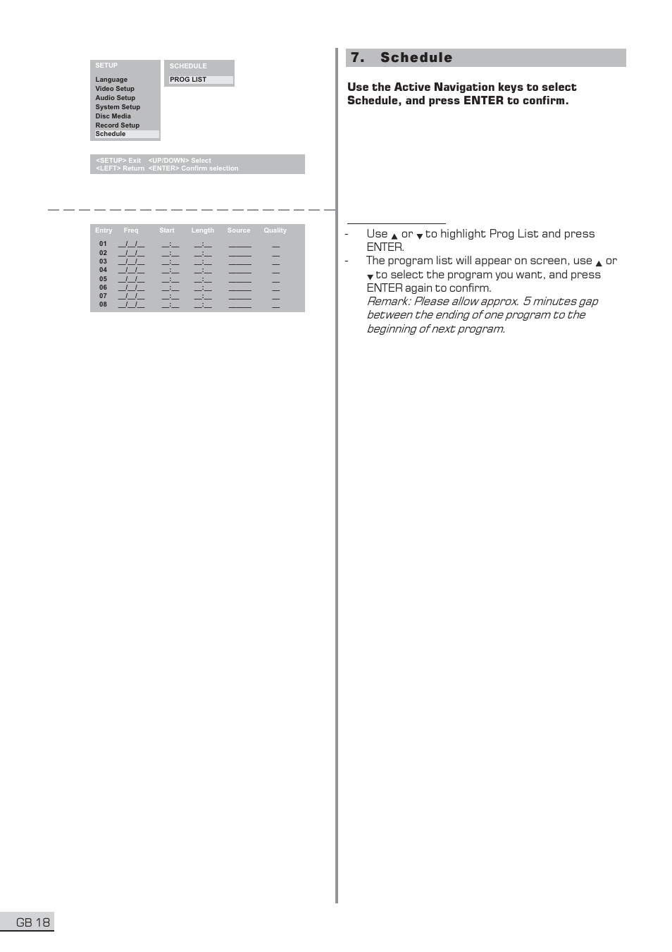 Schedule 7.2 prog list, Gb 18 | Centrios 1611304 User Manual | Page 19 / 32