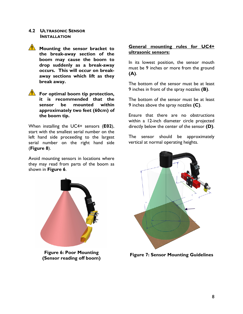 2 ultrasonic sensorinstallation | NORAC UC4+BC+MS User Manual | Page 11 / 28