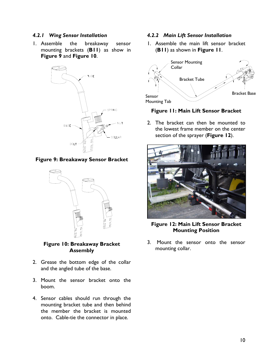 1 wing sensor installation, 2 main lift sensor installation | NORAC UC4+BC+MS User Manual | Page 13 / 28
