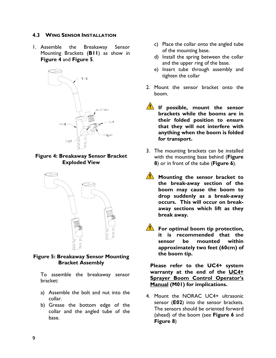 3 wing sensor installation | NORAC UC4+BC+SM2 User Manual | Page 12 / 35