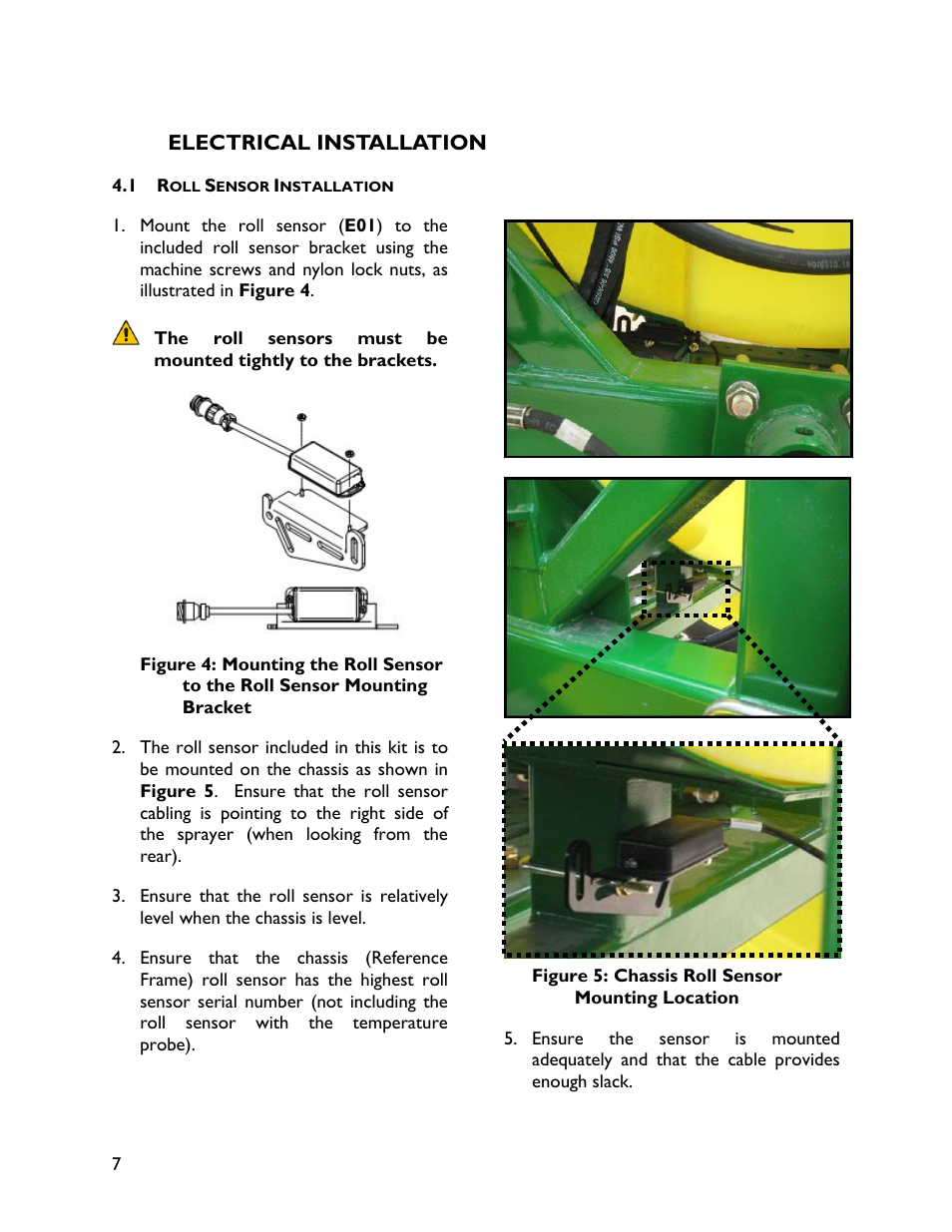 4 electrical installation, 1 roll sensor installation | NORAC UC4+SM3-4B User Manual | Page 10 / 15