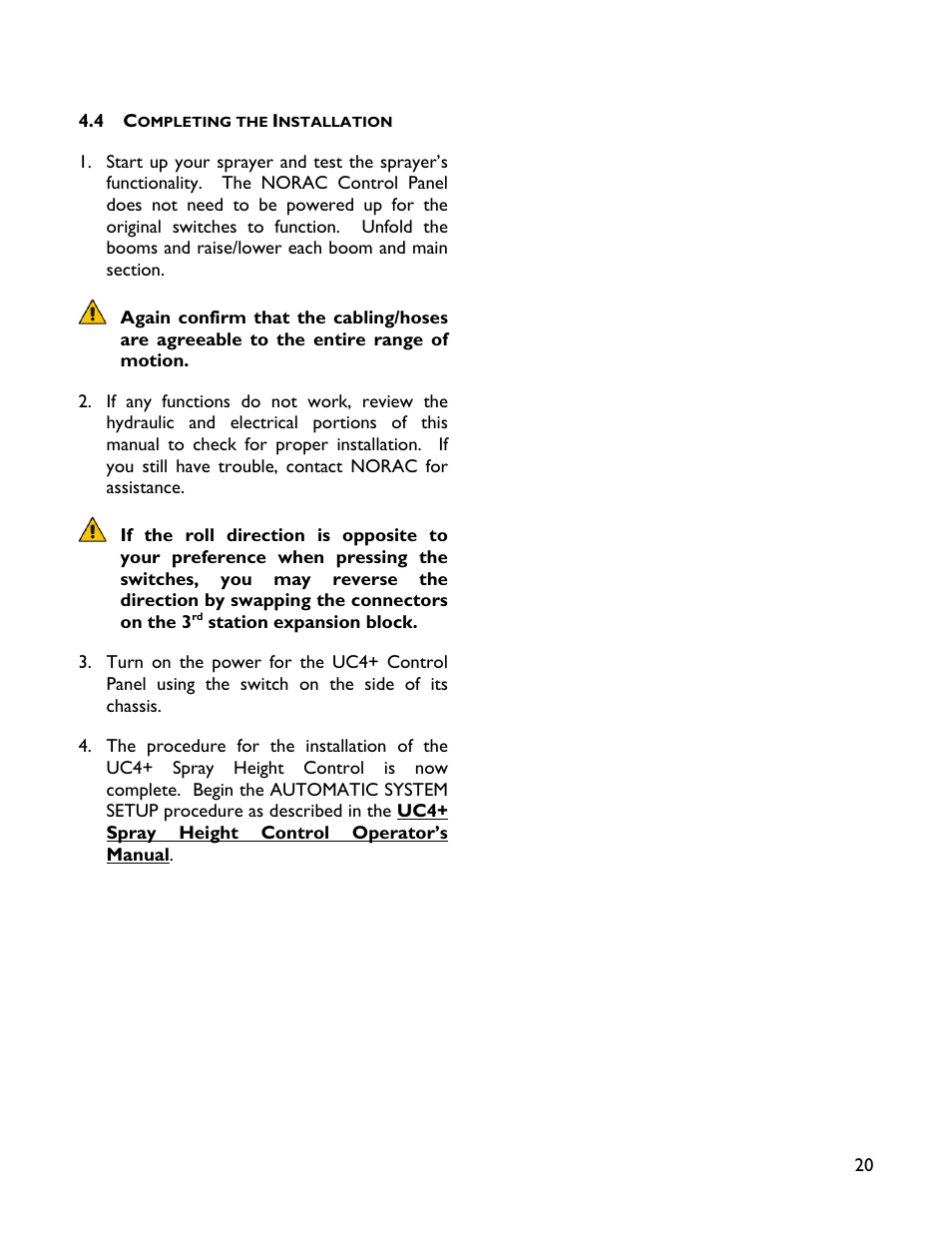 4 completing the installation | NORAC 4467BC+4B User Manual | Page 23 / 27