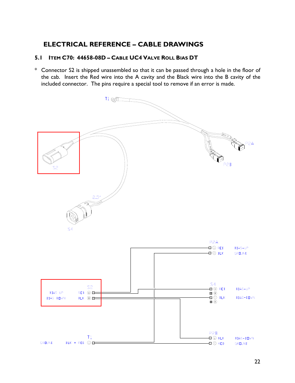 5 electrical reference – cable drawings, 1 item c70: 44658-08d | NORAC 4467BC+4B User Manual | Page 25 / 27
