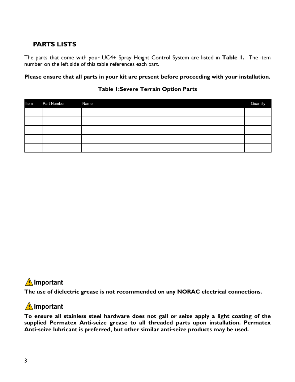 3 parts lists, Parts lists | NORAC 4465BC+ User Manual | Page 6 / 14