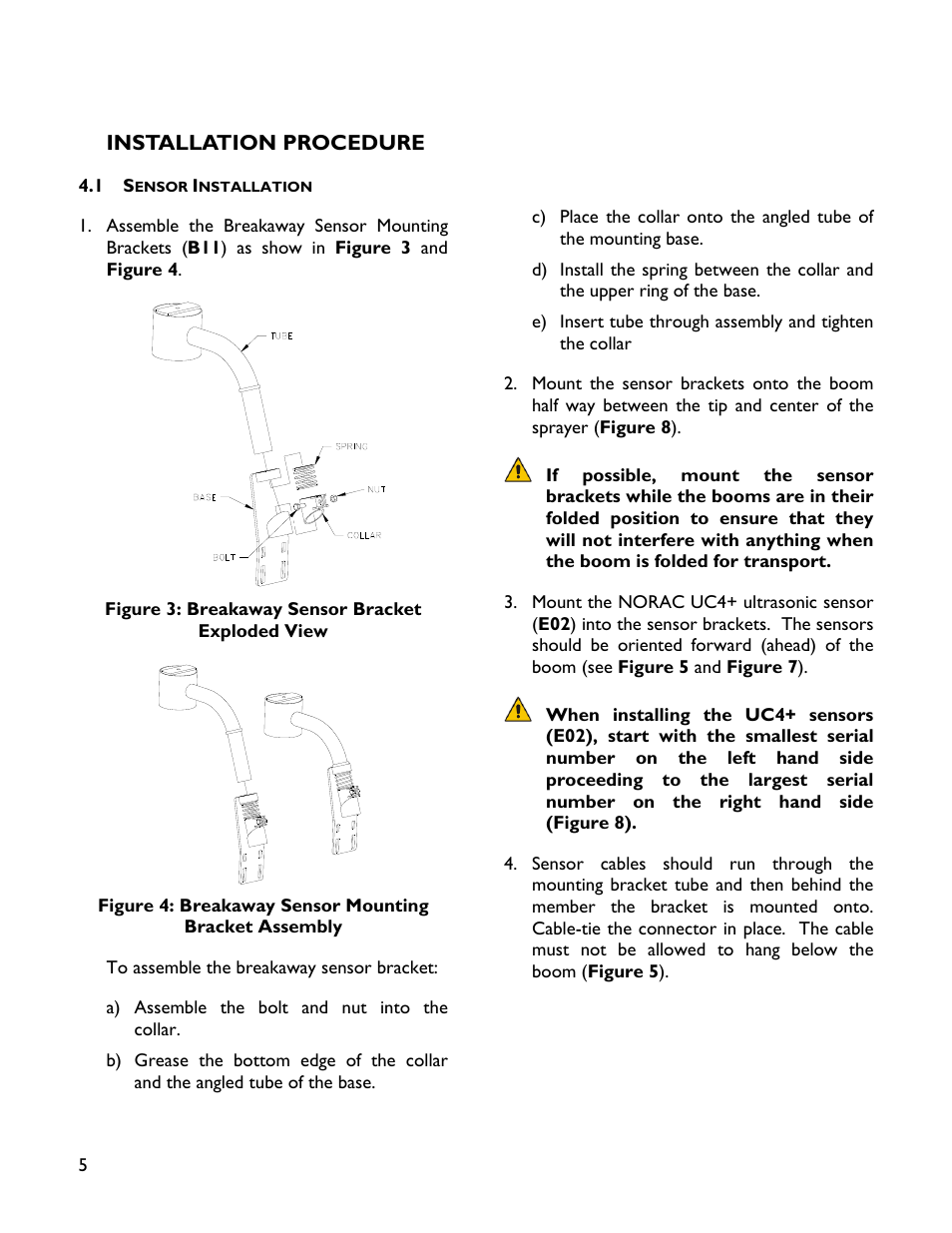 4 installation procedure, 1 sensor installation | NORAC 4465BC+ User Manual | Page 8 / 14