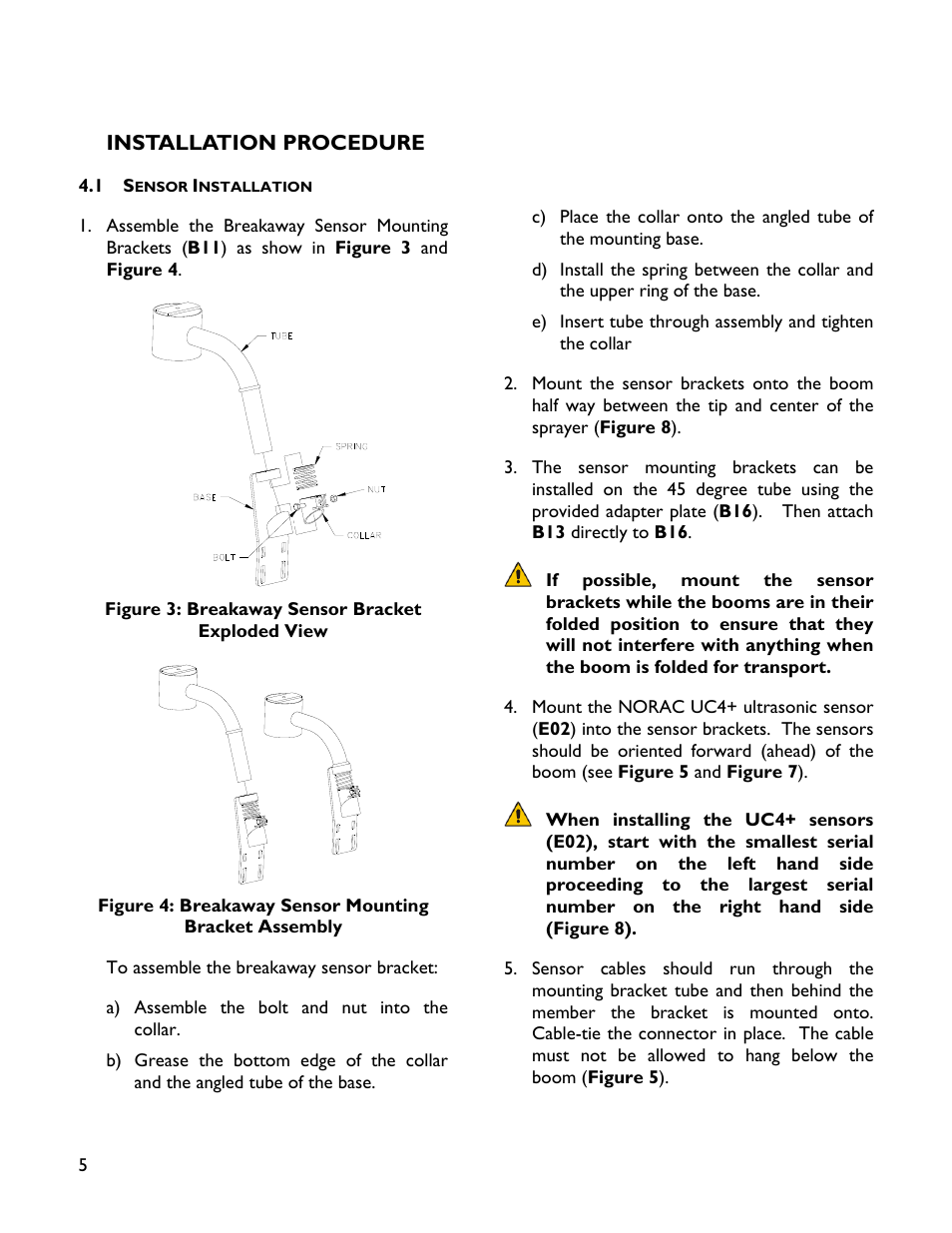 4 installation procedure, 1 sensor installation | NORAC 4465BC+HG User Manual | Page 8 / 14