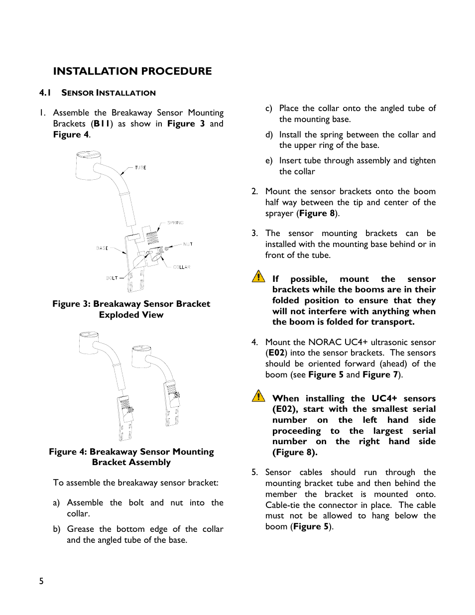 4 installation procedure, 1 sensor installation | NORAC 4465BC+JD User Manual | Page 8 / 14