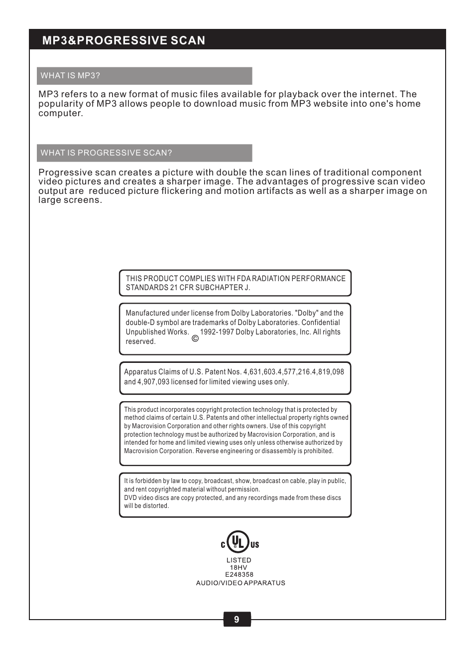 Mp3&progressive scan | Centrios 1611305 User Manual | Page 11 / 33