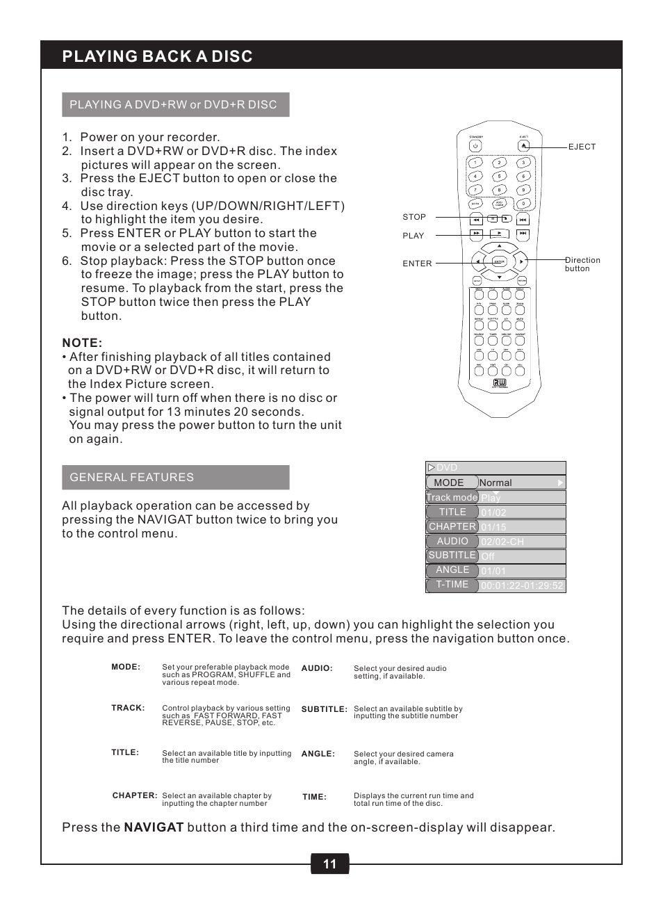 Playing back a disc | Centrios 1611305 User Manual | Page 13 / 33