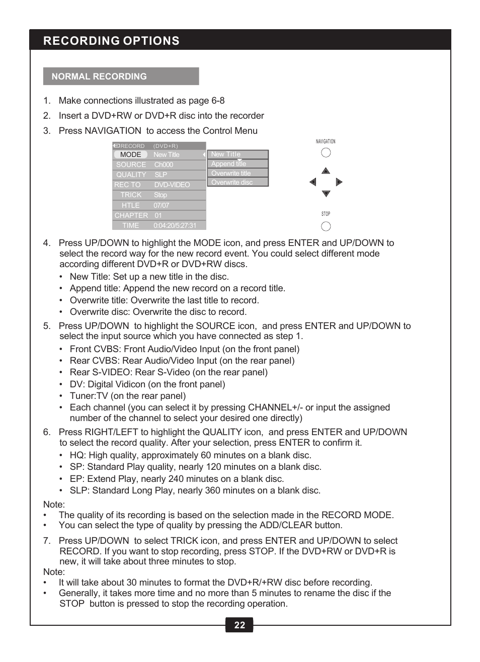 Recording options | Centrios 1611305 User Manual | Page 24 / 33