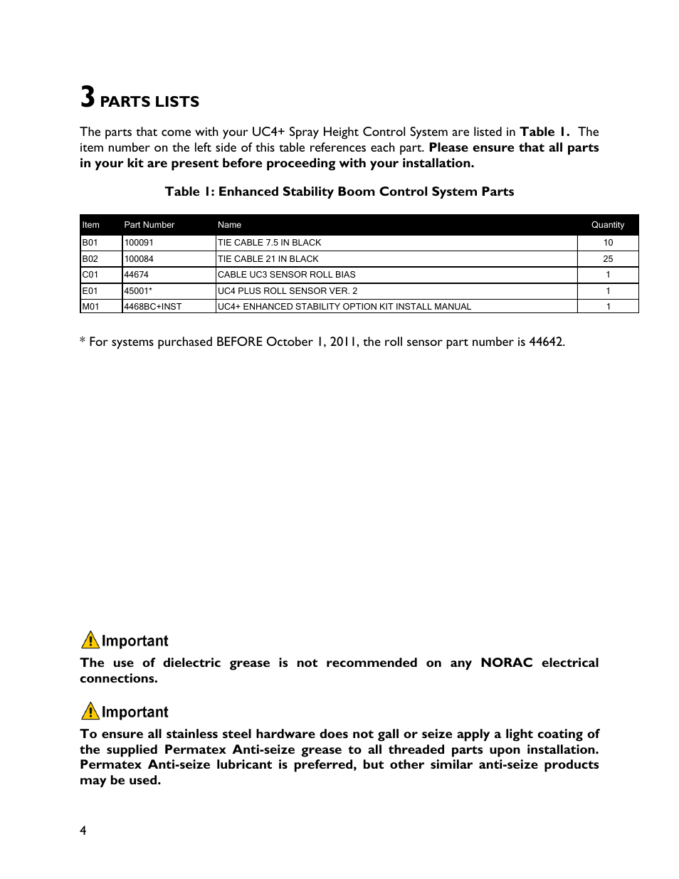 3parts lists, Parts lists | NORAC 4468BC+ User Manual | Page 6 / 11