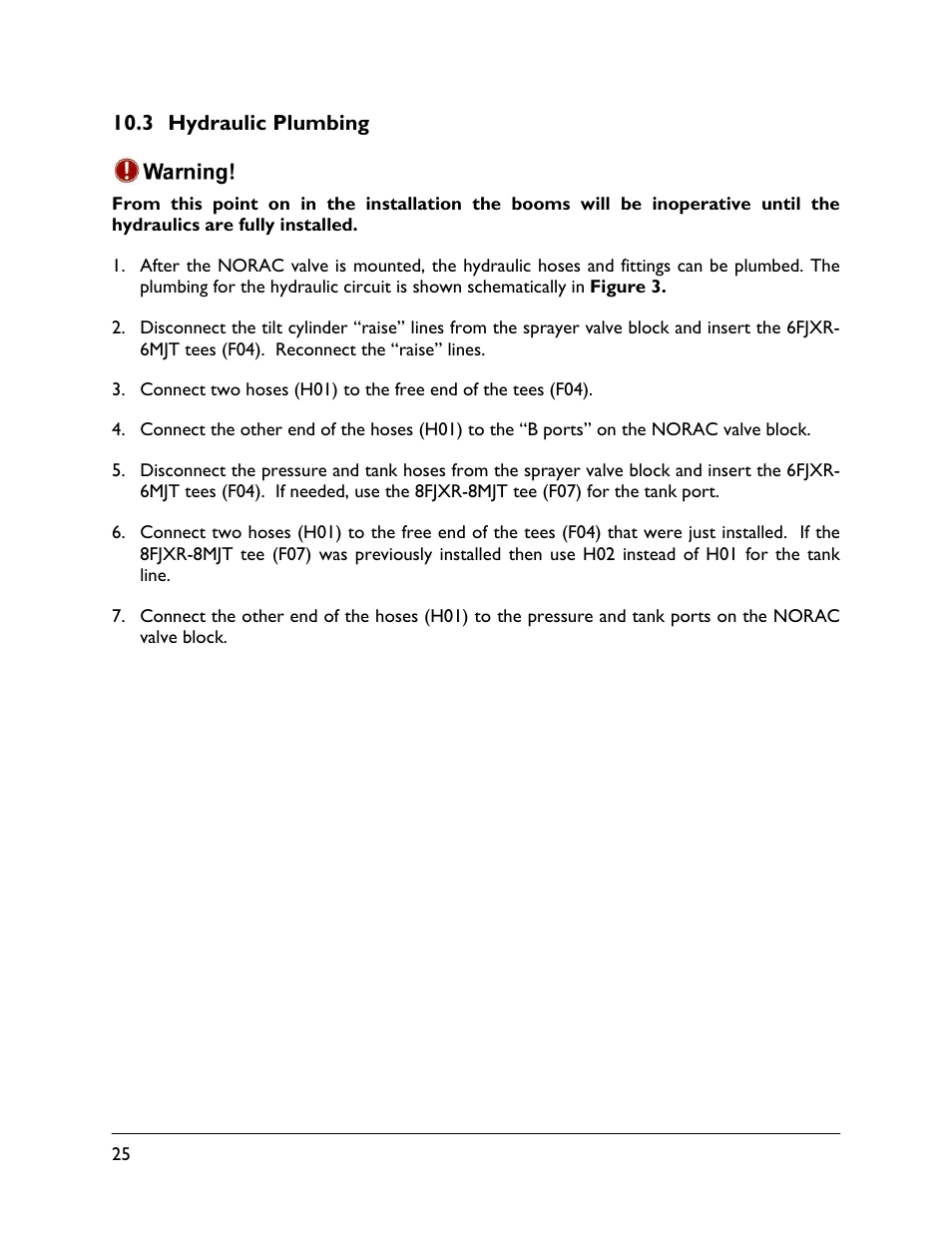 3 hydraulic plumbing | NORAC UC5-BC-AP02 User Manual | Page 28 / 36