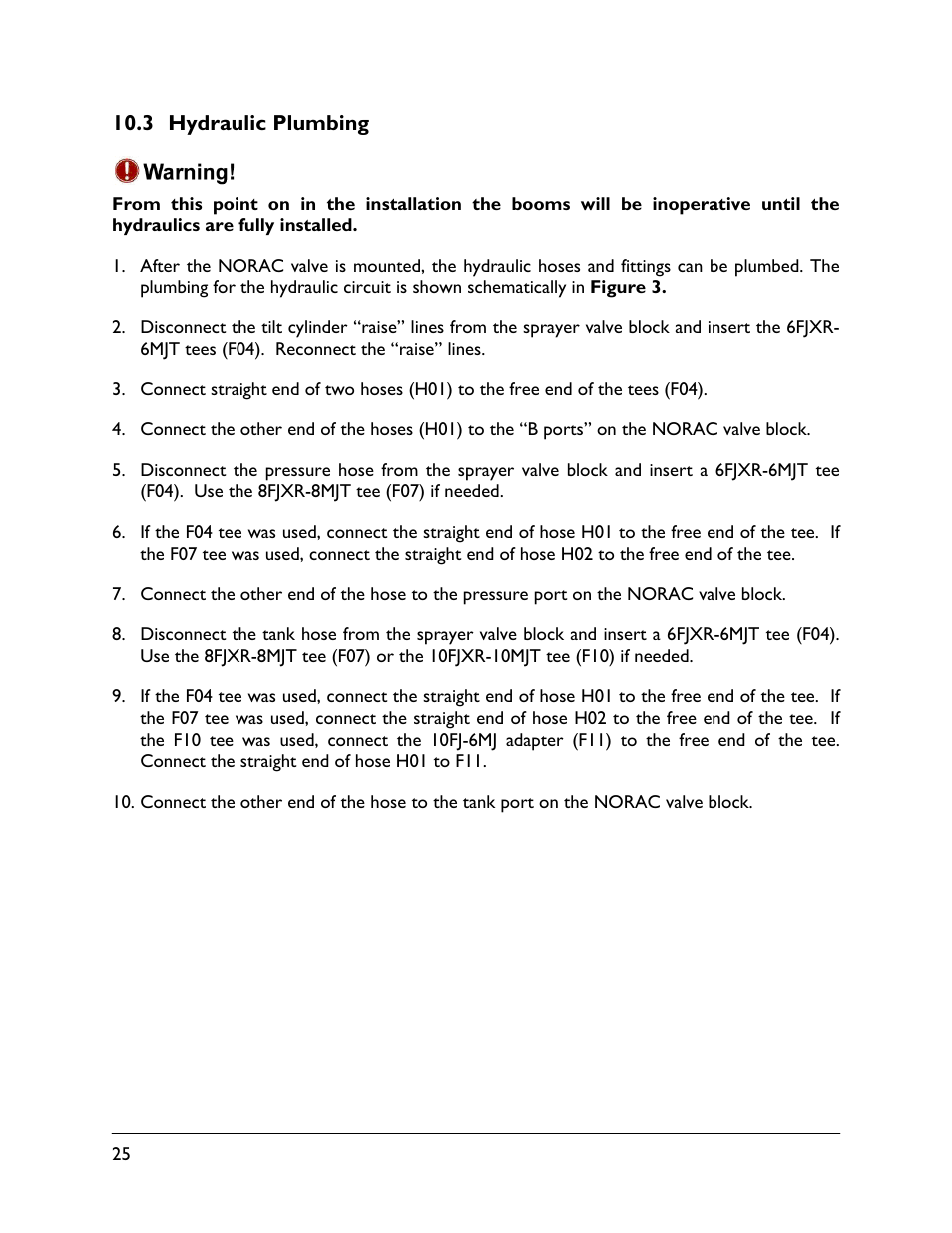 3 hydraulic plumbing | NORAC UC5-BC-AP03 User Manual | Page 28 / 36