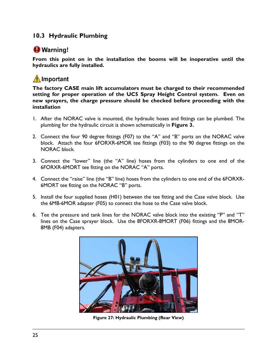 3 hydraulic plumbing | NORAC UC5-BC-CS03 User Manual | Page 28 / 36