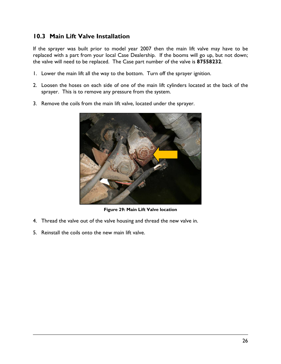 3 main lift valve installation | NORAC UC5-BC-CS05 User Manual | Page 29 / 40