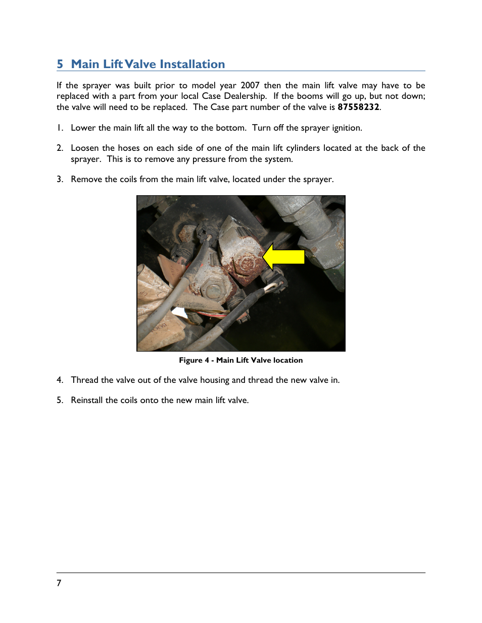 5 main lift valve installation | NORAC UC5-CS04-4B User Manual | Page 10 / 14