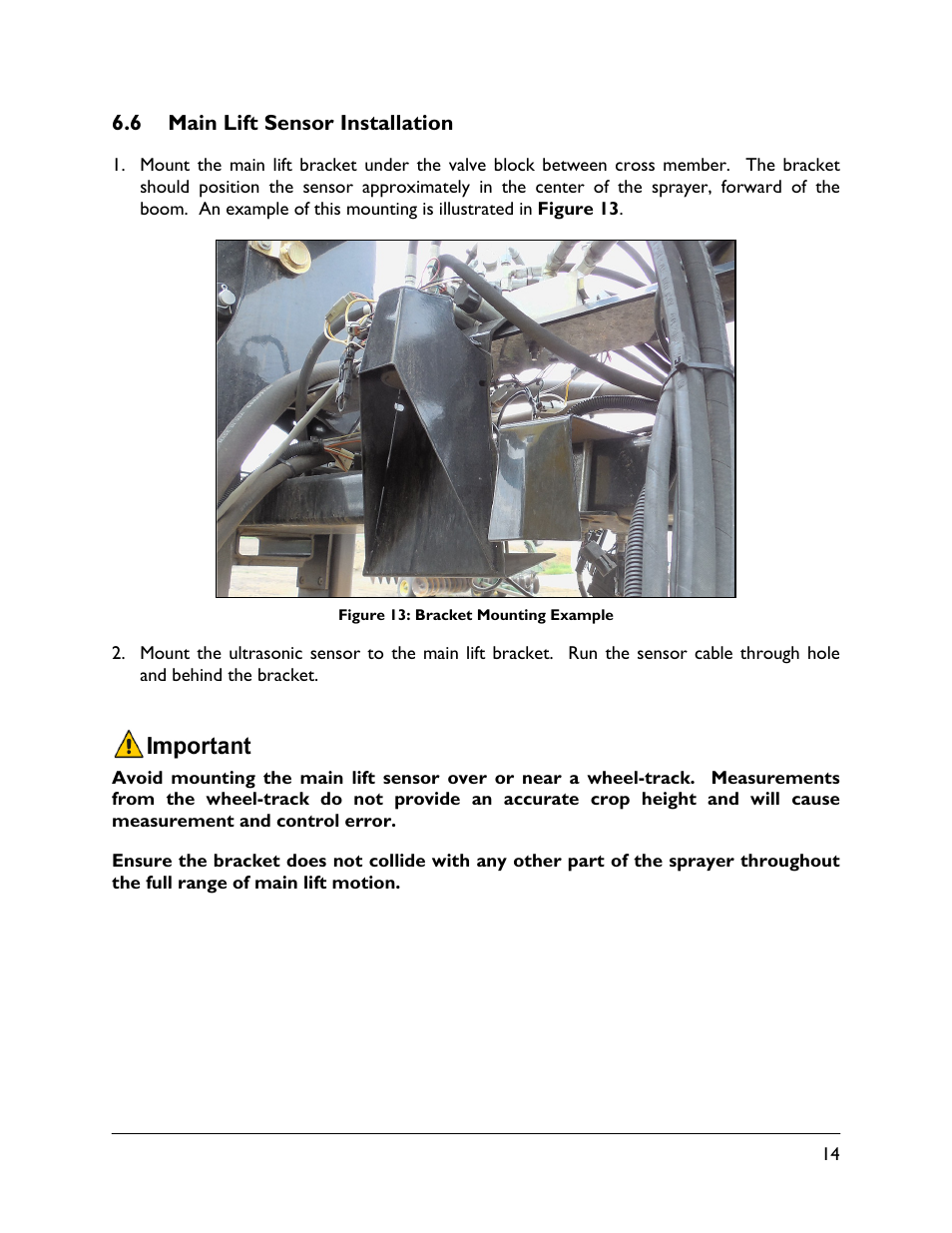 6 main lift sensor installation | NORAC UC5-BC-FT03 User Manual | Page 17 / 36