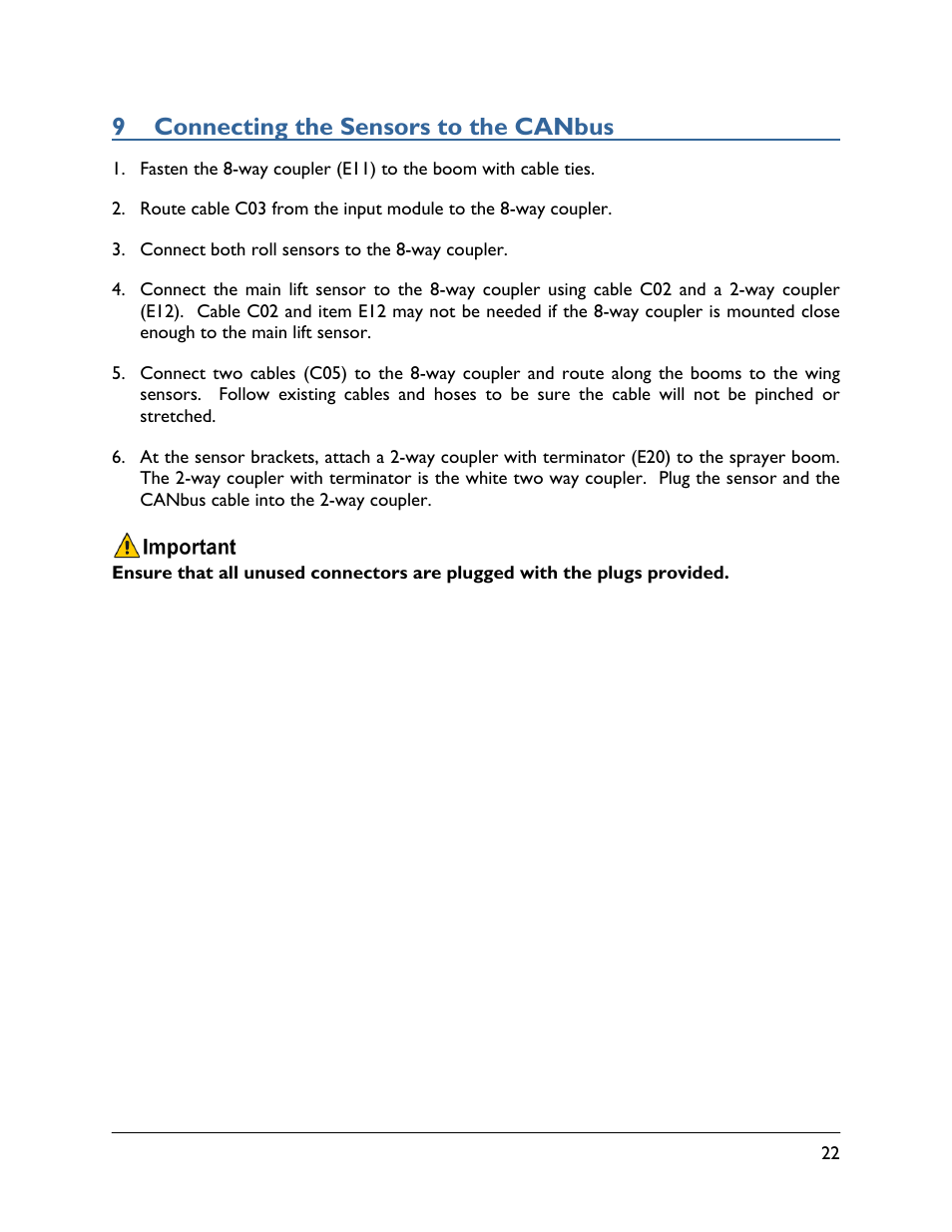 9 connecting the sensors to the canbus | NORAC UC5-BC-FT03 User Manual | Page 25 / 36