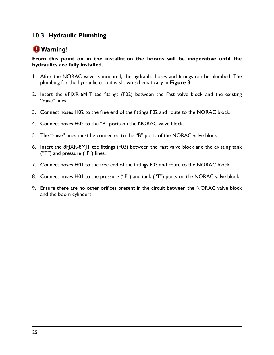 3 hydraulic plumbing | NORAC UC5-BC-FT03 User Manual | Page 28 / 36