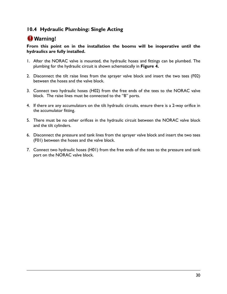 4 hydraulic plumbing: single acting | NORAC UC5-BC-GN01 User Manual | Page 33 / 39