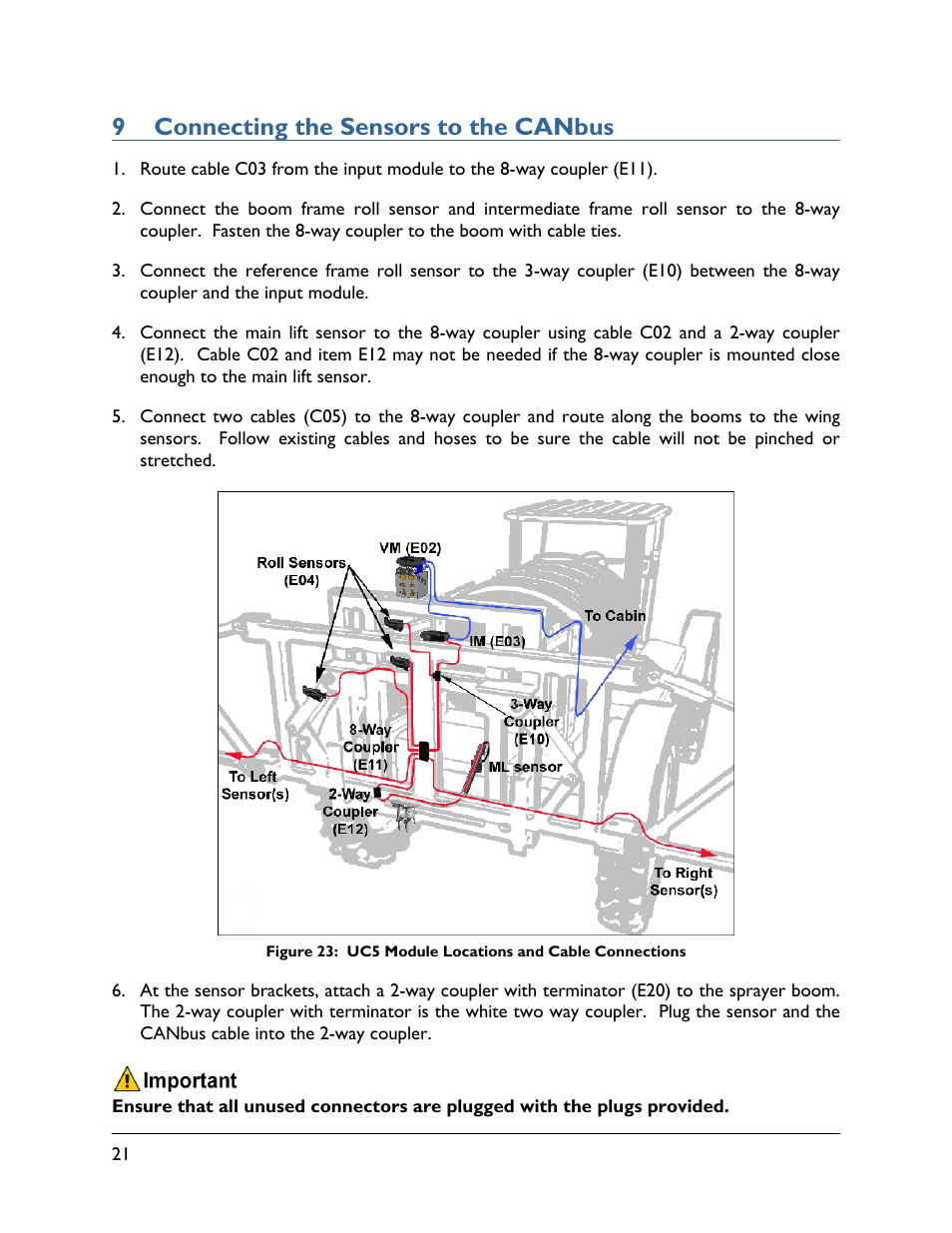 9 connecting the sensors to the canbus | NORAC UC5-BC-GV01 User Manual | Page 24 / 35