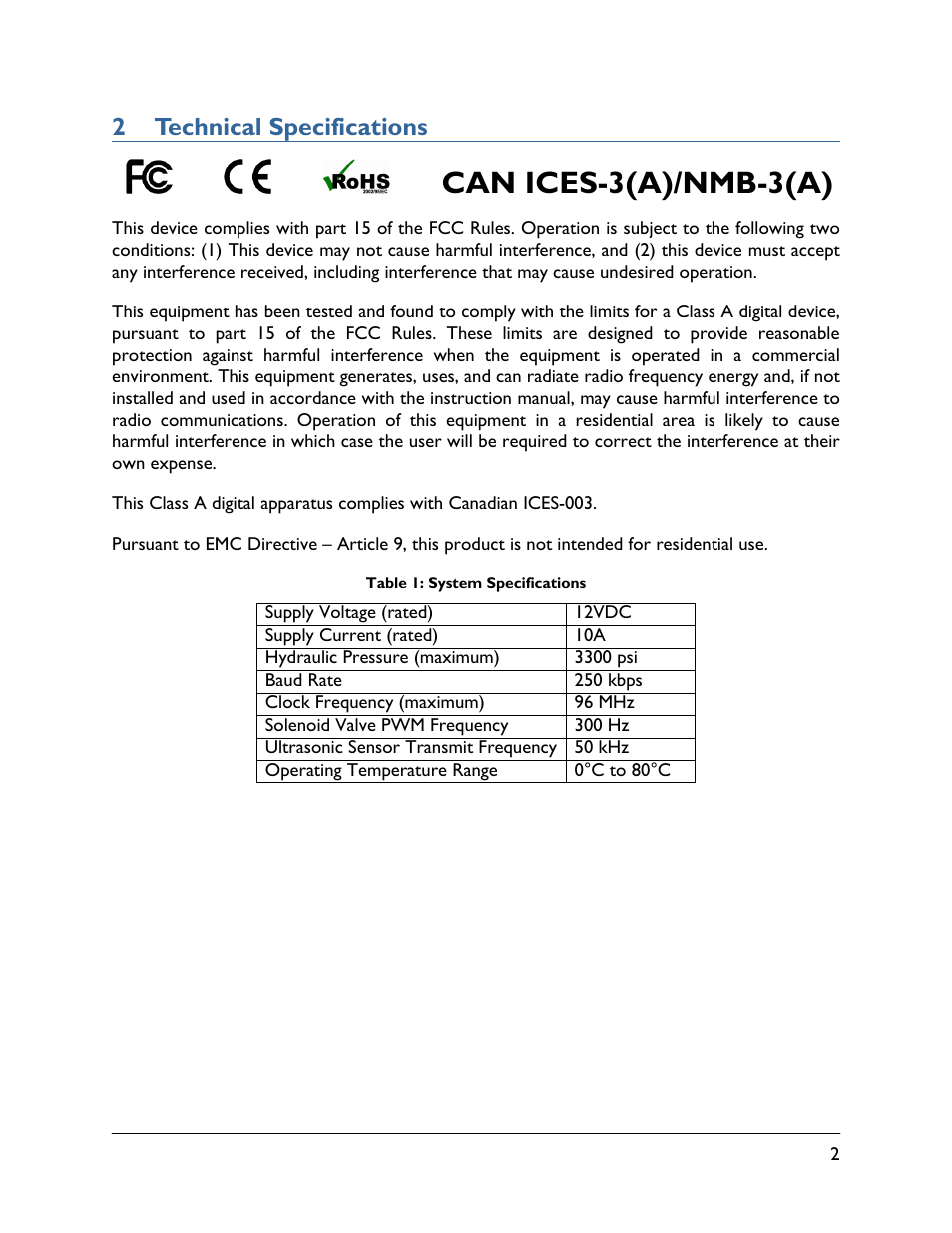 2 technical specifications, Can ices-3(a)/nmb-3(a) | NORAC UC5-BC-HD03 User Manual | Page 5 / 41