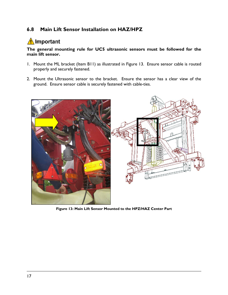 8 main lift sensor installation on haz/hpz | NORAC UC5-BC-HD06 User Manual | Page 20 / 44