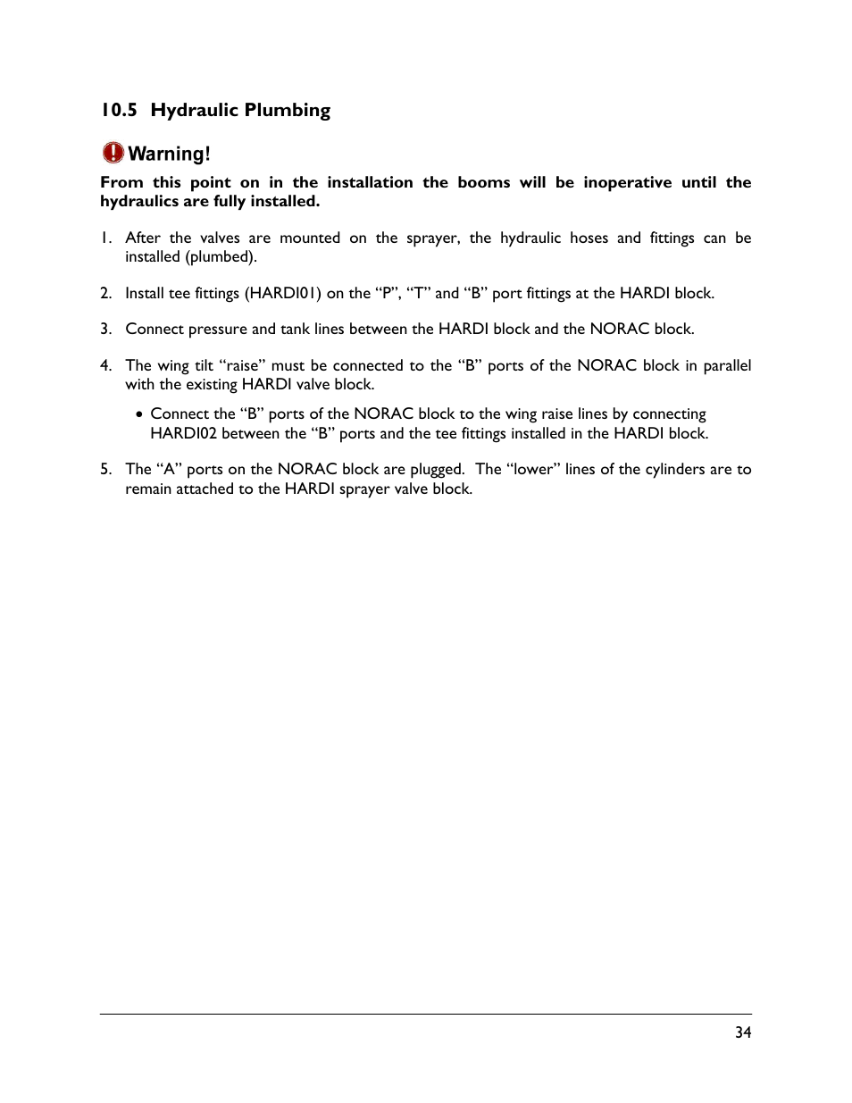 5 hydraulic plumbing | NORAC UC5-BC-HD06 User Manual | Page 37 / 44