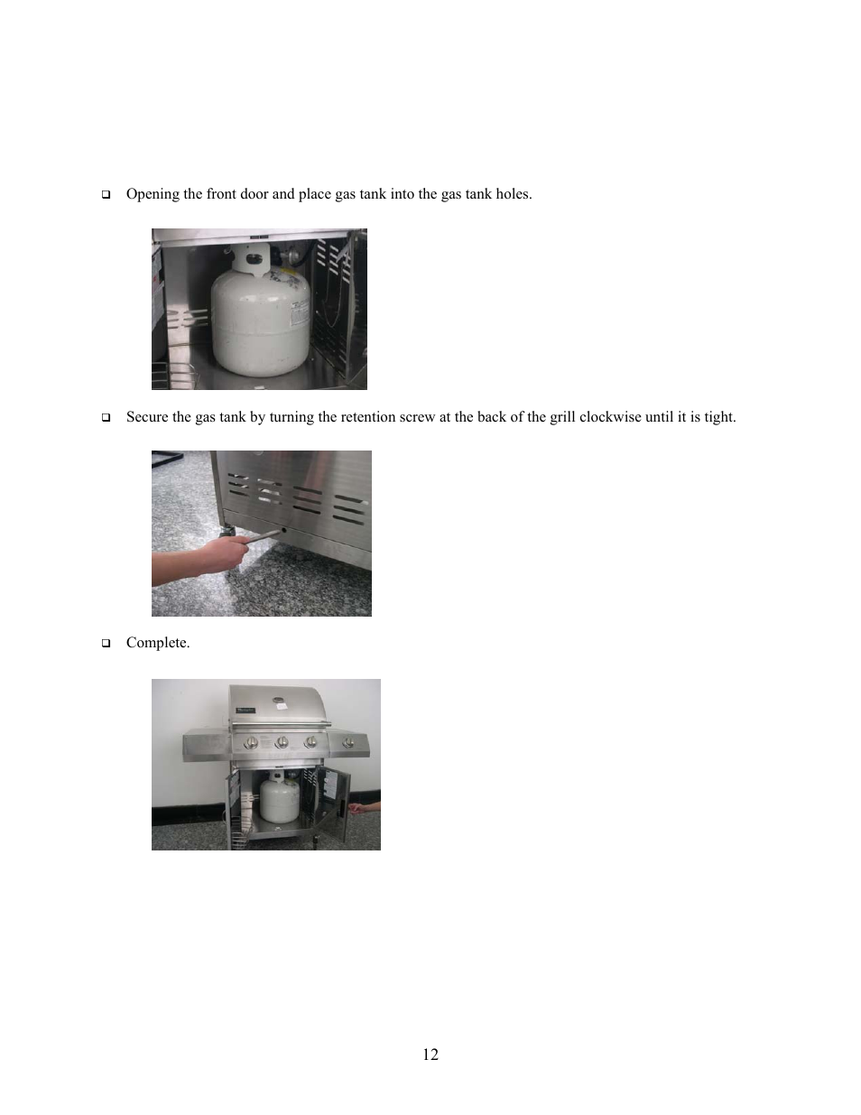 How to install a gas tank | Charmglow GRILL 720-0230 User Manual | Page 14 / 33