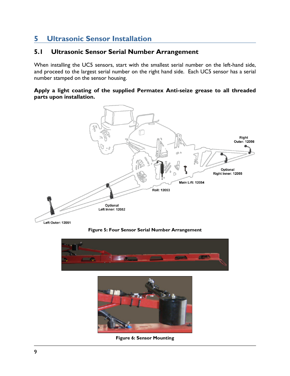 5 ultrasonic sensor installation, 1 ultrasonic sensor serial number arrangement | NORAC UC5-BC-HD08A User Manual | Page 12 / 37