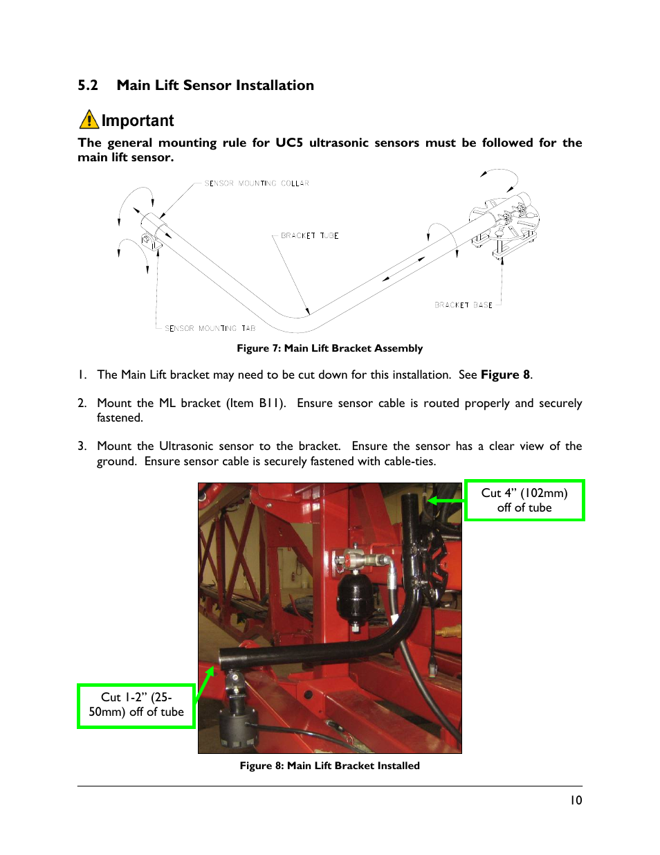 2 main lift sensor installation | NORAC UC5-BC-HD08A User Manual | Page 13 / 37