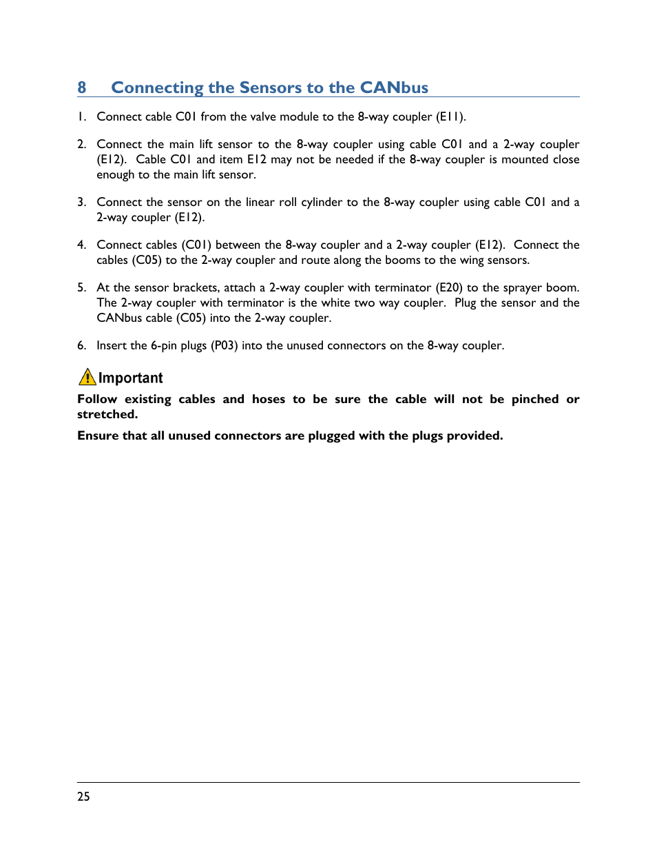 8 connecting the sensors to the canbus | NORAC UC5-BC-HD08A User Manual | Page 28 / 37