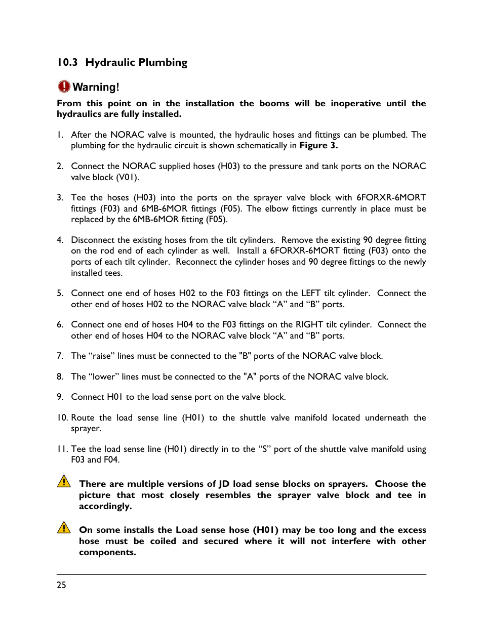 3 hydraulic plumbing | NORAC UC5-BC-JD07 User Manual | Page 28 / 40