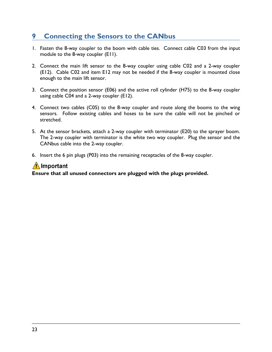 9 connecting the sensors to the canbus | NORAC UC5-BC-JD07A User Manual | Page 26 / 49