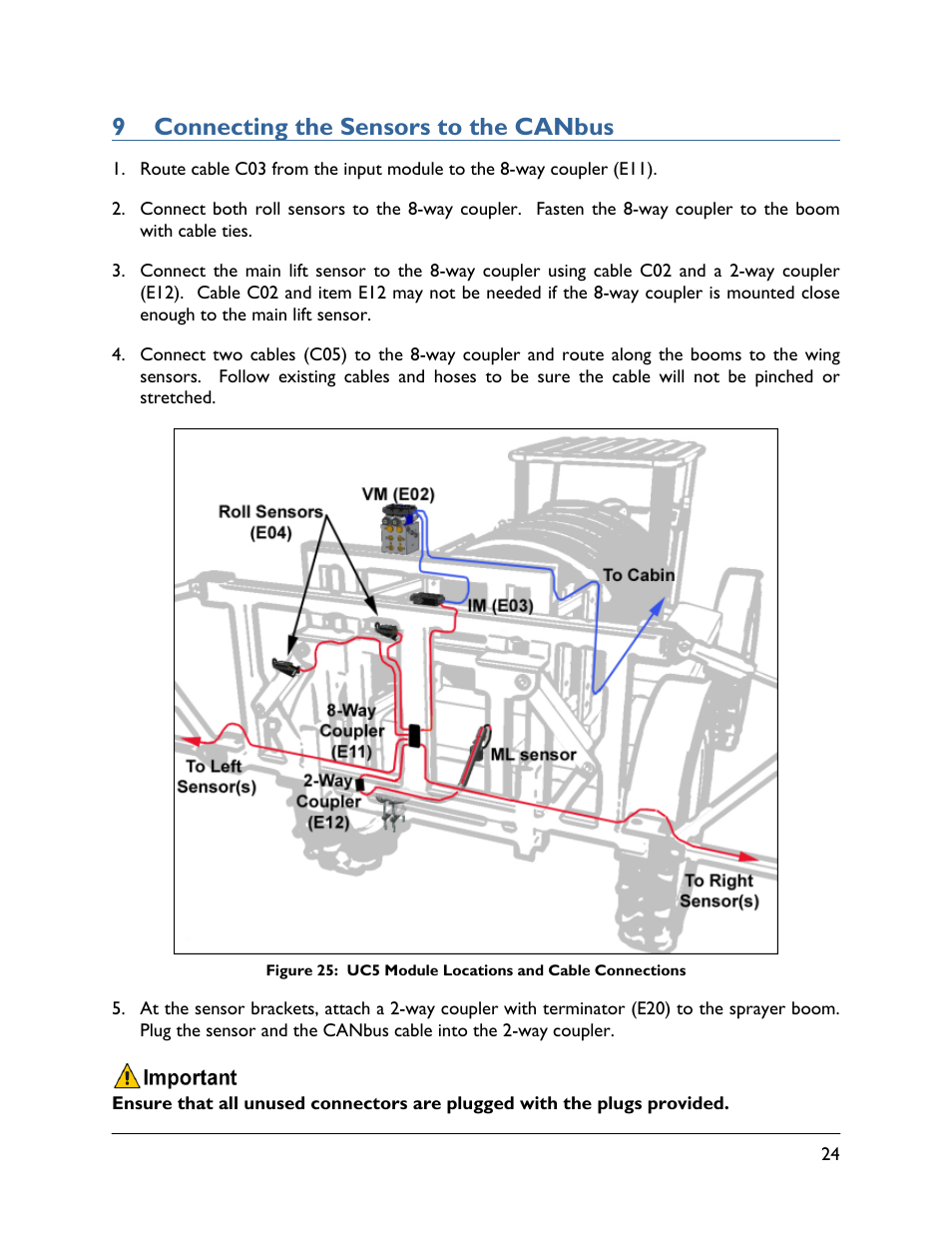 9 connecting the sensors to the canbus | NORAC UC5-BC-JD08 User Manual | Page 27 / 38