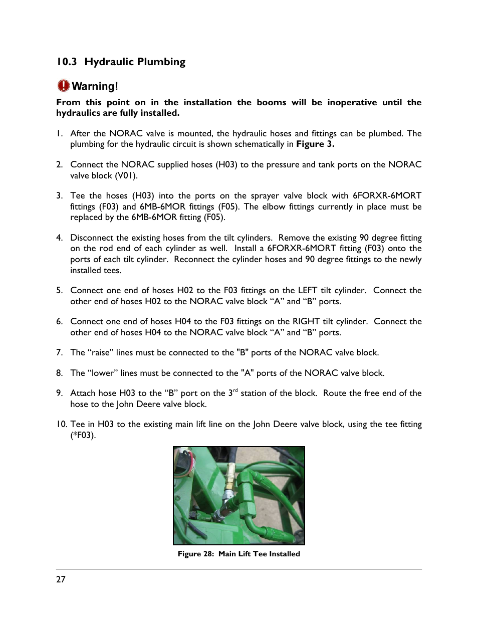 3 hydraulic plumbing | NORAC UC5-BC-JD08 User Manual | Page 30 / 38