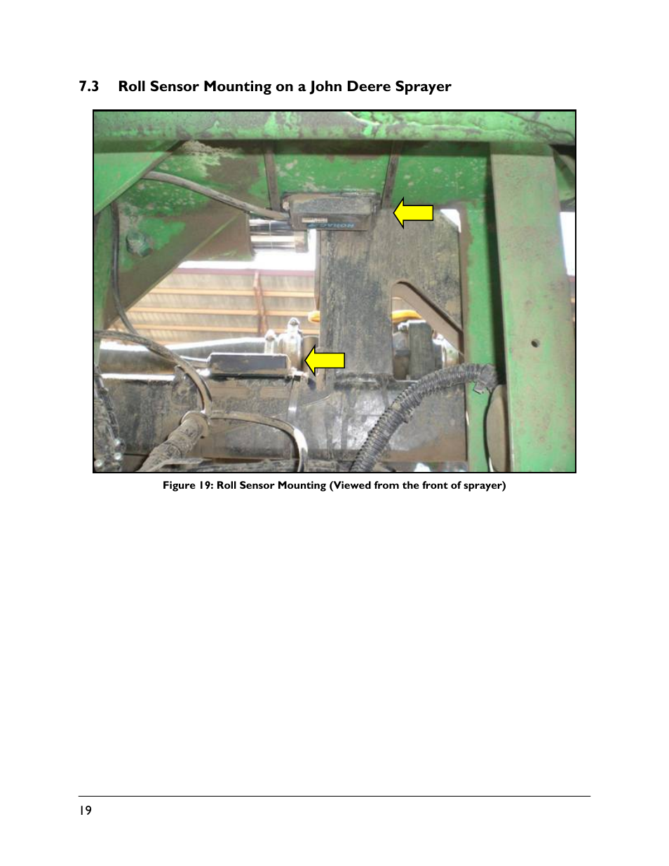 3 roll sensor mounting on a john deere sprayer | NORAC UC5-BC-JD10 User Manual | Page 22 / 39