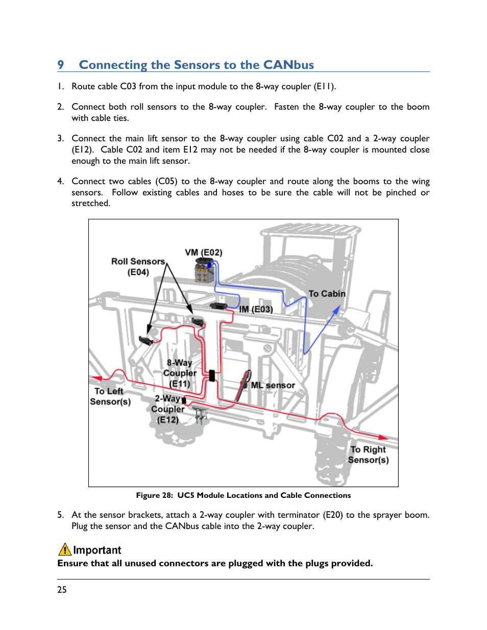 9 connecting the sensors to the canbus | NORAC UC5-BC-JD10 User Manual | Page 28 / 39