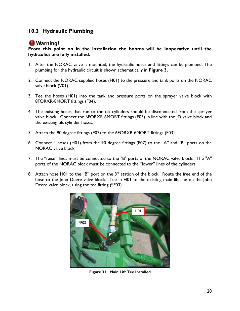 3 hydraulic plumbing | NORAC UC5-BC-JD10 User Manual | Page 31 / 39