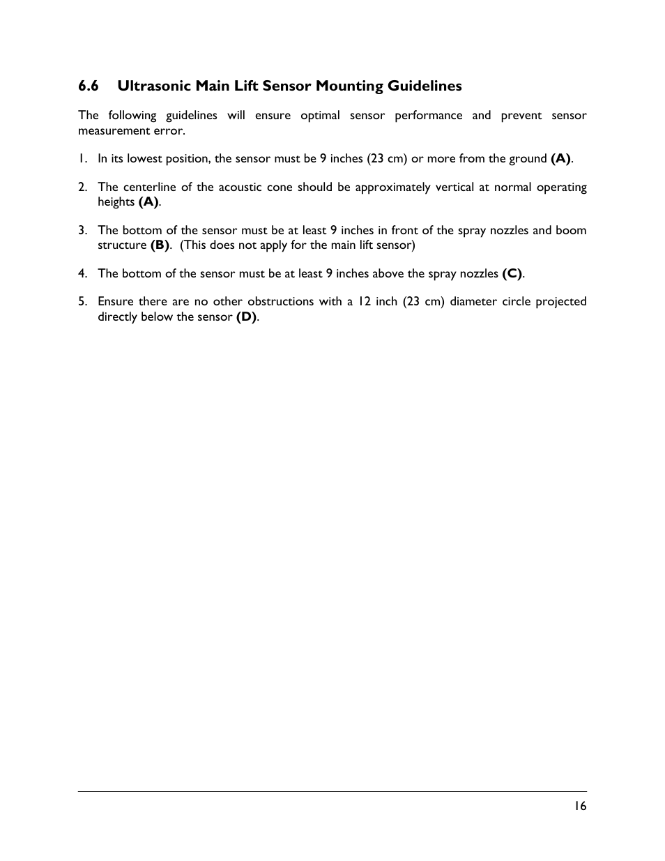 6 ultrasonic main lift sensor mounting guidelines | NORAC UC5-BC-JD10A User Manual | Page 19 / 44