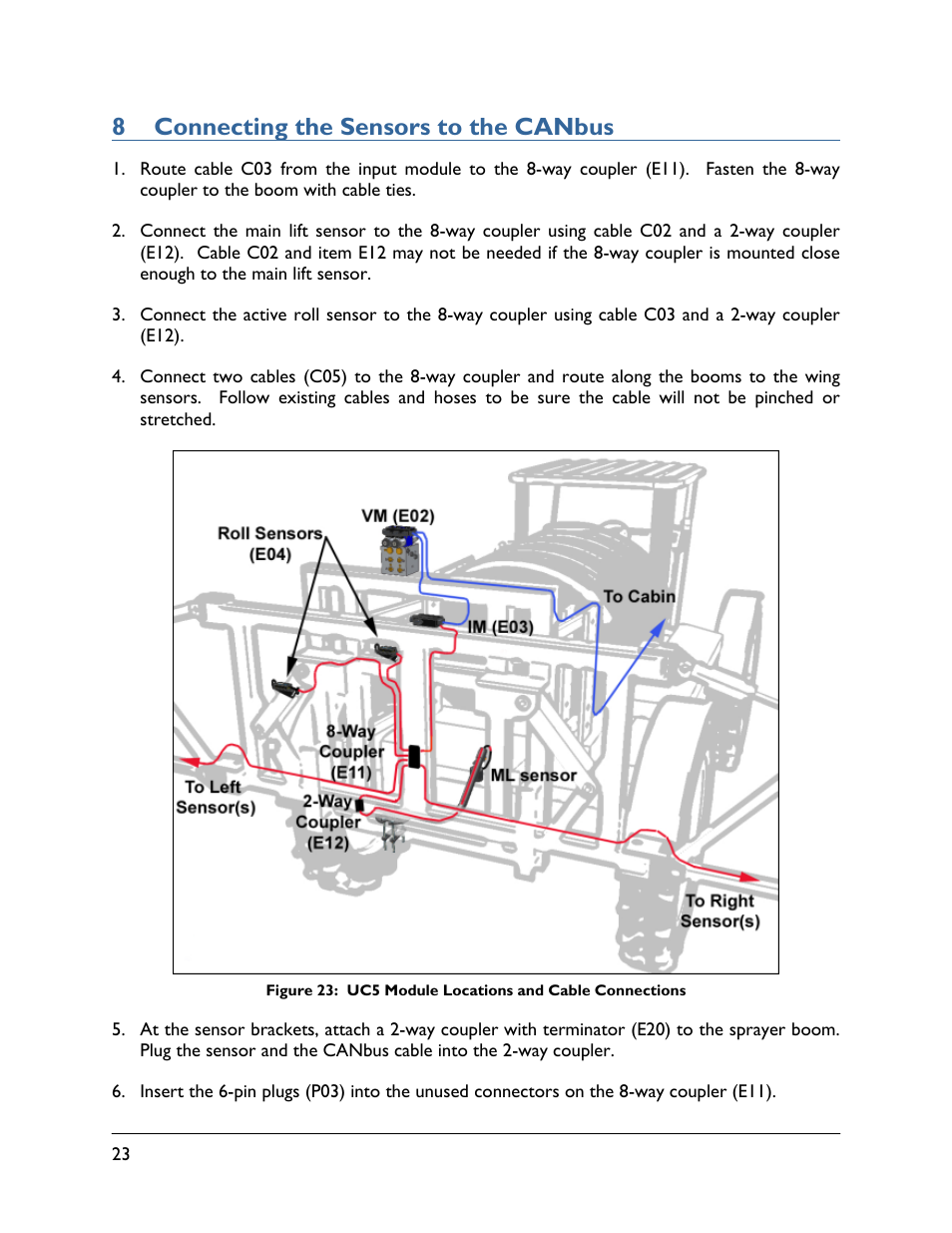 8 connecting the sensors to the canbus | NORAC UC5-BC-JD10A User Manual | Page 26 / 44
