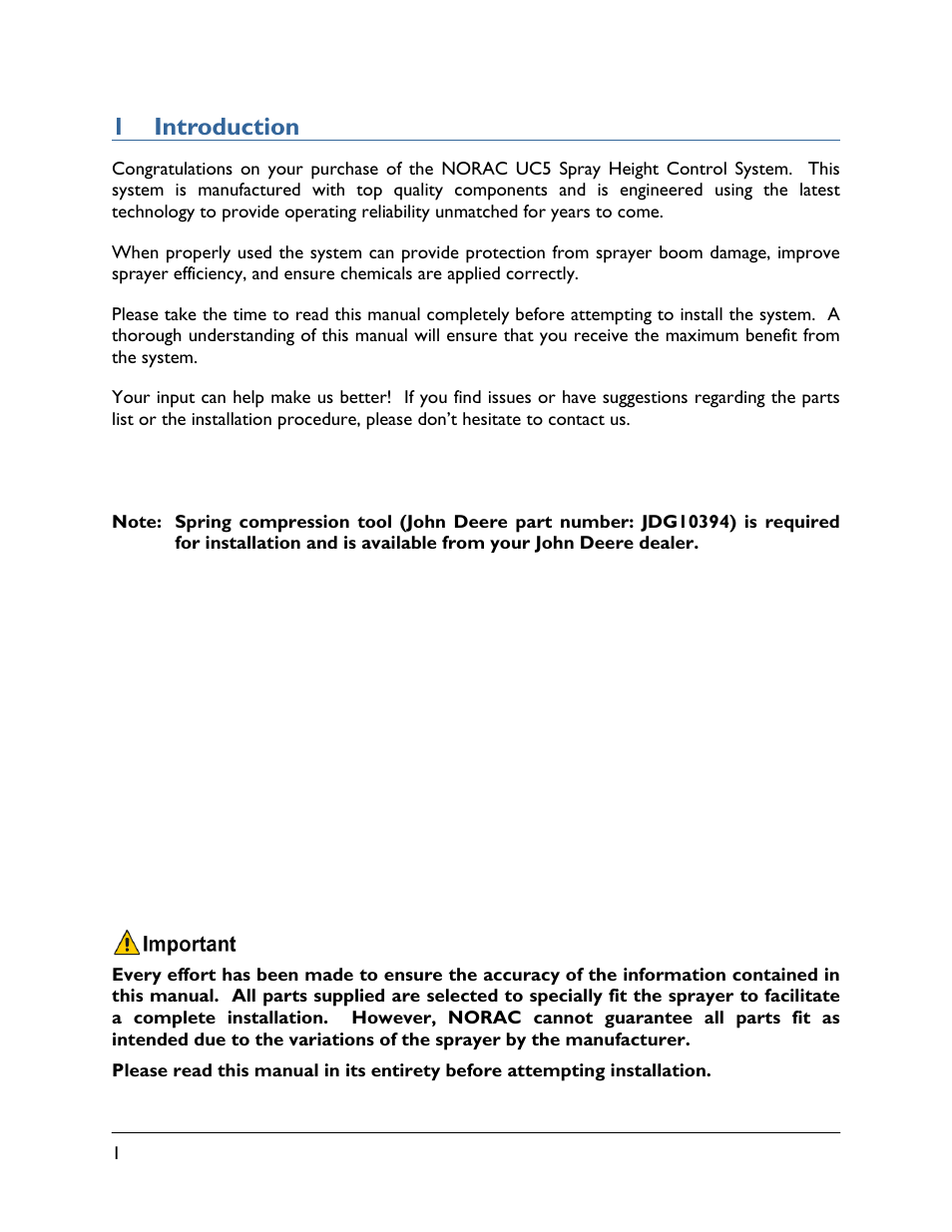 1 introduction | NORAC UC5-BC-JD10A User Manual | Page 4 / 44