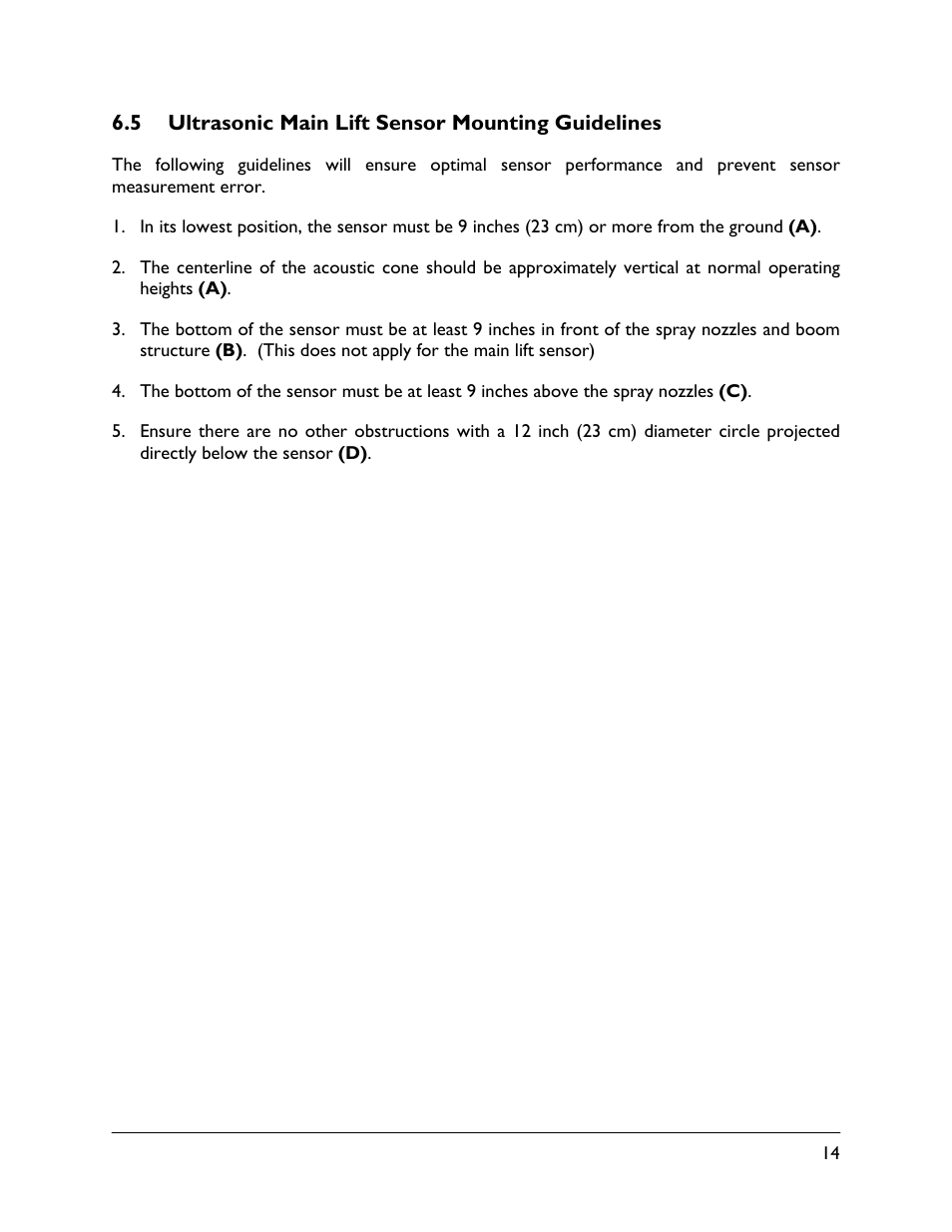 5 ultrasonic main lift sensor mounting guidelines | NORAC UC5-BC-JD12 User Manual | Page 17 / 44