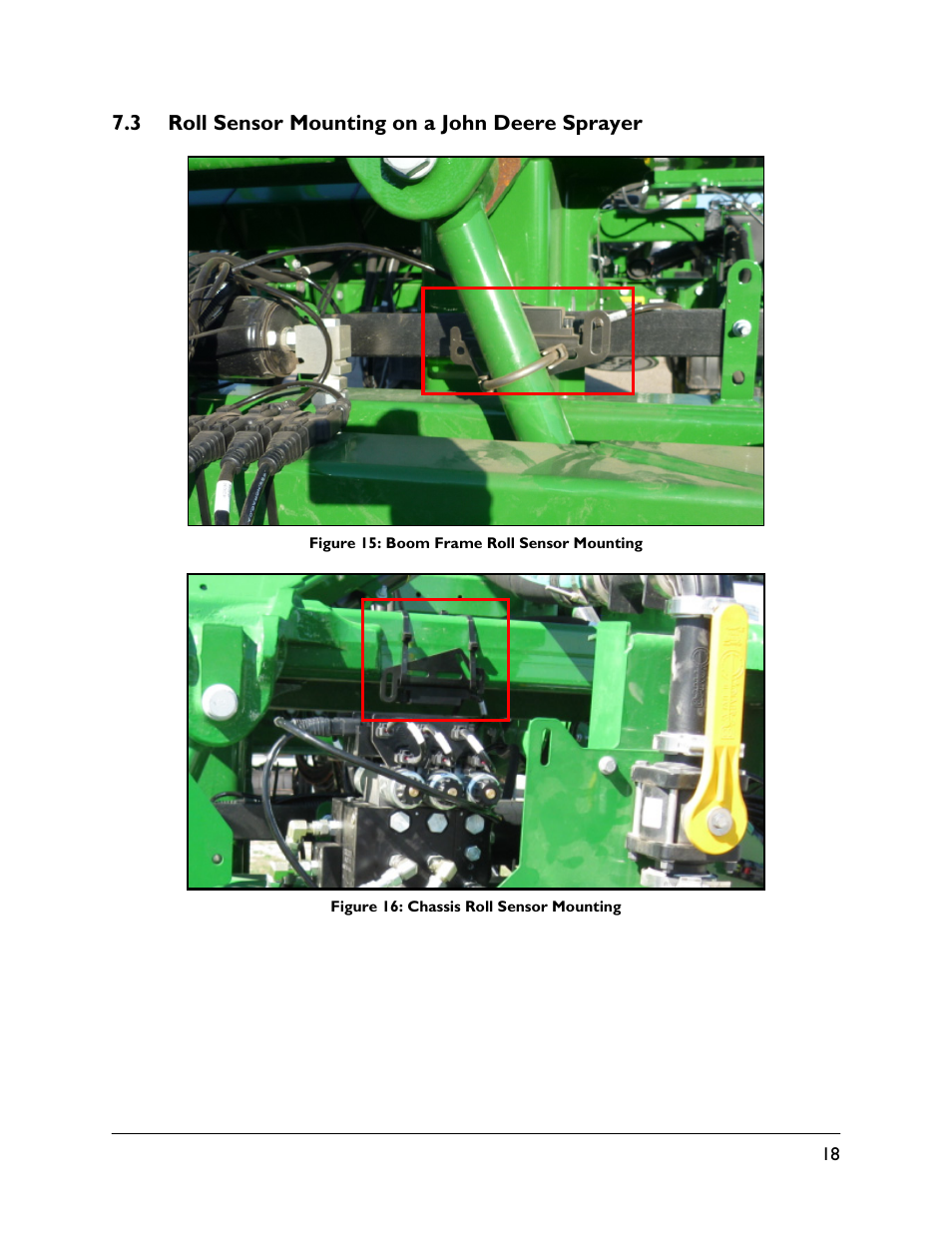 3 roll sensor mounting on a john deere sprayer | NORAC UC5-BC-JD12 User Manual | Page 21 / 44